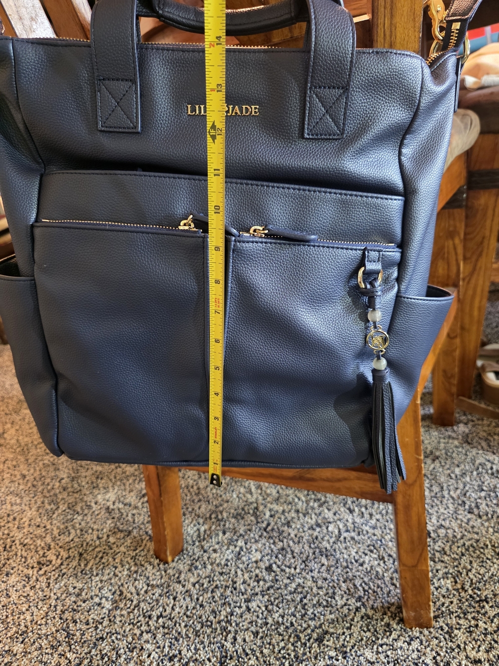Lily Jade Caroline Navy Blue Pebbled Vegan Leather Convertible Diaper Bag/Tote👜 - Picture 15 of 16